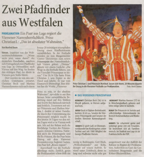 Westdeutsche Zeitung vom 26.11.2007 Westdeutsche Zeitung vom 26.11.2007